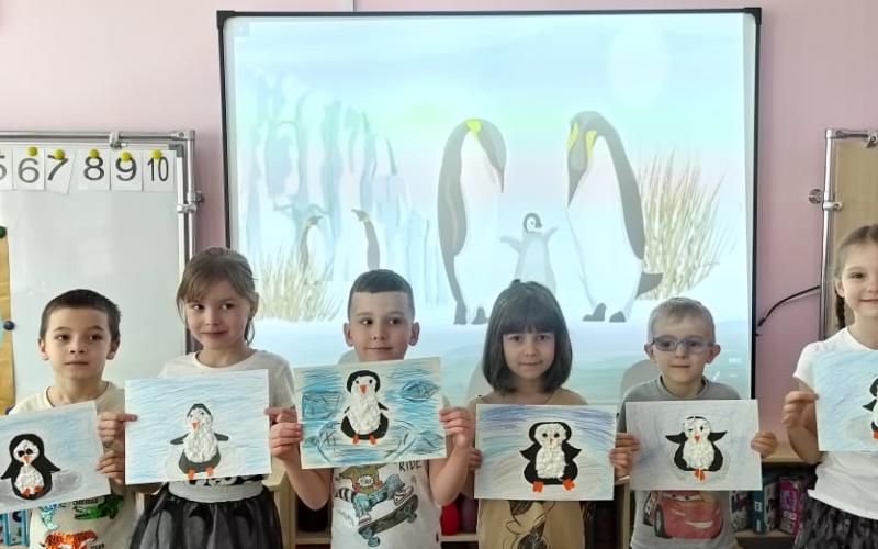 Аппликация «Пингвины на льдине».